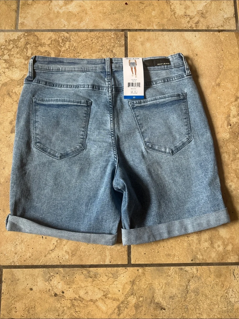 DKNY Light Blue Rolled Hem Denim Shorts